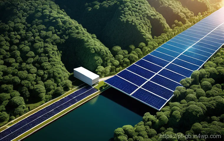 탄소중립을 위한 공공 정책의 역할 - "An expansive, panoramic view of a vast solar farm stretching across the gentle, sun-kissed hills of...