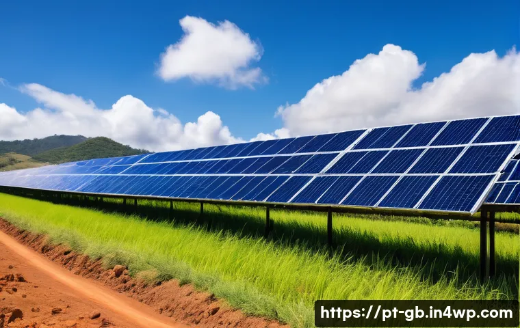 탄소중립을 위한 민관 협력 사례 - A vast solar power plant in Minas Gerais, Brazil, featuring rows of large photovoltaic panels under ...
