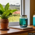 탄소중립을 위한 개인의 책임 - A cozy Brazilian home interior showcasing sustainable living: a family of three using energy-efficie...