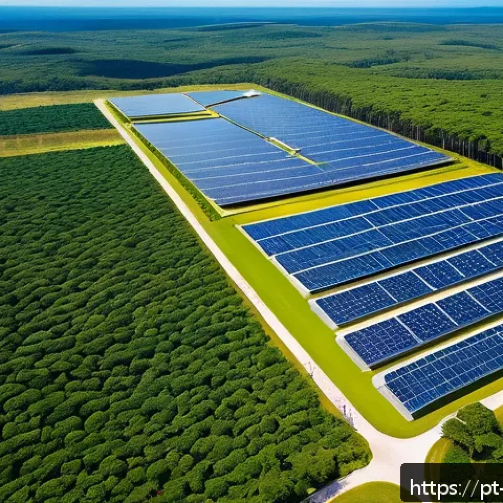 탄소중립을 위한 대체 에너지 정책 - A vibrant aerial view of a Brazilian renewable energy research center located in a lush tropical env...